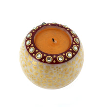 Load image into Gallery viewer, The Home T-Light Holder Marble Hand Painted Round Big - TLH-102
