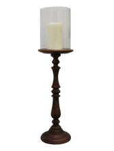 Load image into Gallery viewer, The Home Wooden Pillar Holder With Glass Large-VI-8526