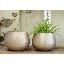 Load image into Gallery viewer, The Home Medium Round Planter Textured Gold GD1418-A