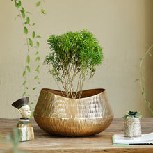 Load image into Gallery viewer, The Home Small Round Planter Hammered Gold GD1026-A