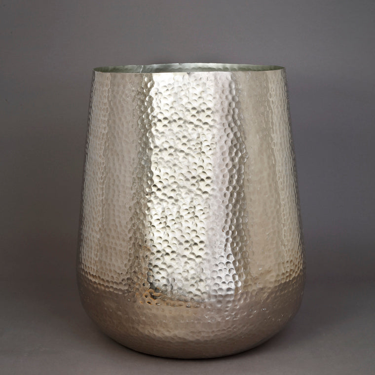 The Home Barrel Planter Hammered Small Silver NL1644-B