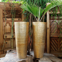 Load image into Gallery viewer, The home Tall Conical Planter Hammered Gold GD1032-A
