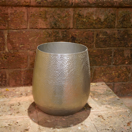 The Home Barrel Planter Hammered Small Silver NL1644-A