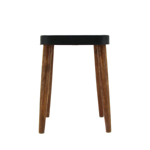 The Home Stool With Iron Top Black Square A