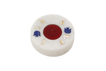 Load image into Gallery viewer, The Home T-Light Holder Candle Stand Marble Hand Painted Round Flat Blue Inlay TLH-106
