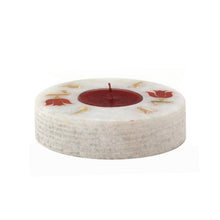 Load image into Gallery viewer, The Home T-Light Holder Marble Hand Painted Round Flat Red Inlay TLH-106
