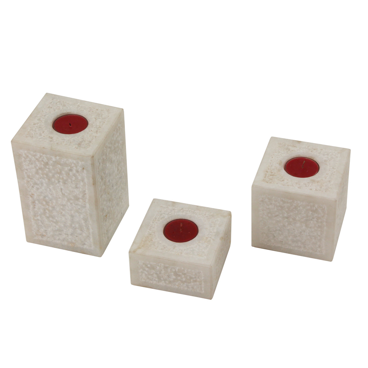 The Home T-Light Holder Square Marble Set Of 3 MTL-103