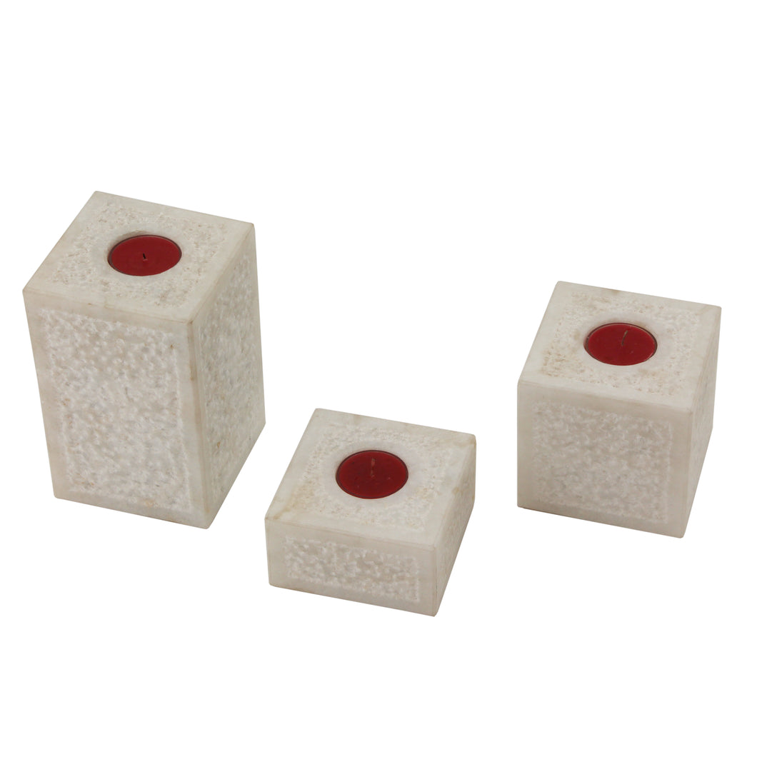 The Home T-Light Holder Square Marble Set Of 3 MTL-103