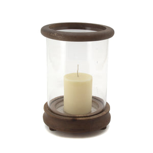 The Home Wooden & Plain Glass Candle Stand Set Of 3