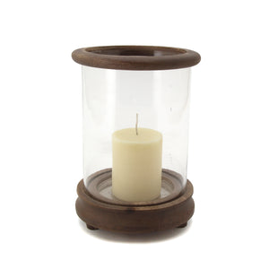 The Home Wooden & Plain Glass Candle Stand Set Of 3