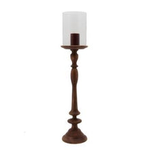 Load image into Gallery viewer, WOODEN PILLAR HOLDER WITH GLASS LARGE-VI-8528
