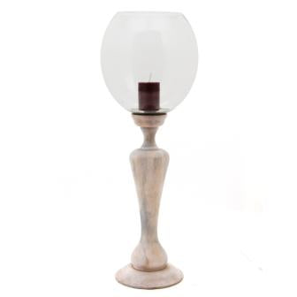 The Home Wooden Pillar Holder With Glass Chimney-VI-8122