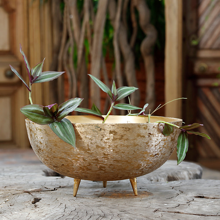 The Home Bowl with Legs Planter Brush Gold BG1973-B