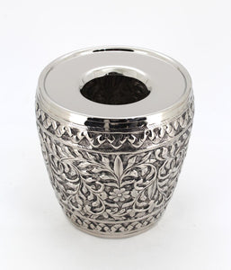 The Home Brass Embossed Waste Basket W/LID
