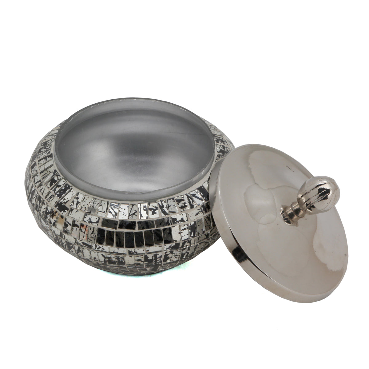 The Home Box With Lid Silver Black 13134-BAG-MB