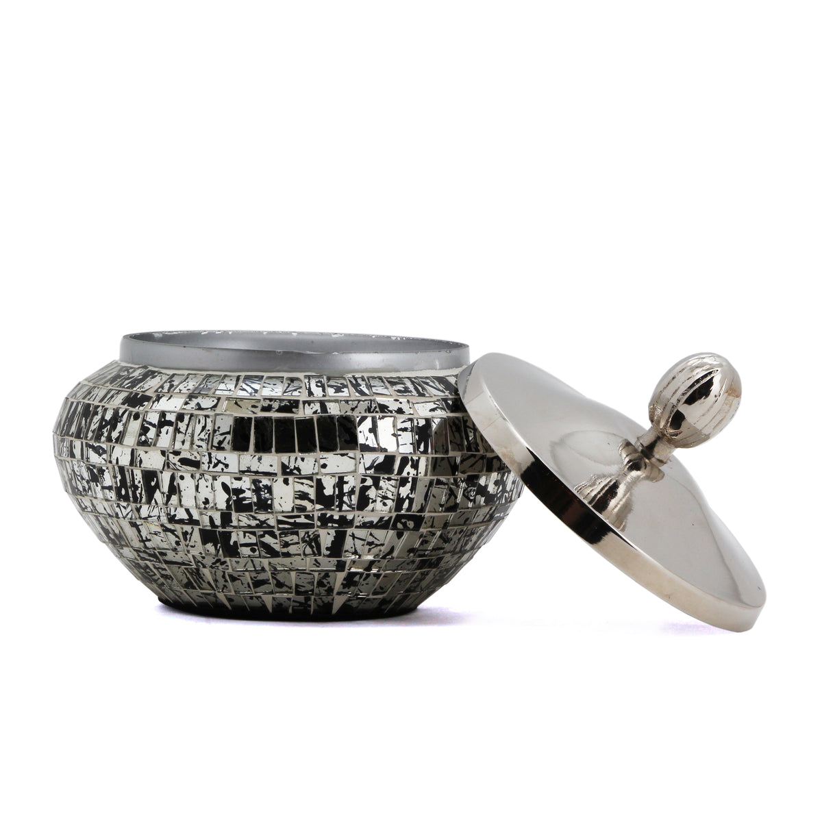 The Home Box With Lid Silver Black 13134-BAG-MB