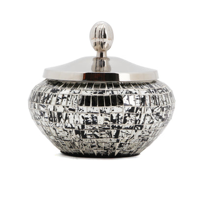 The Home Box With Lid Silver Black 13134-BAG-MB