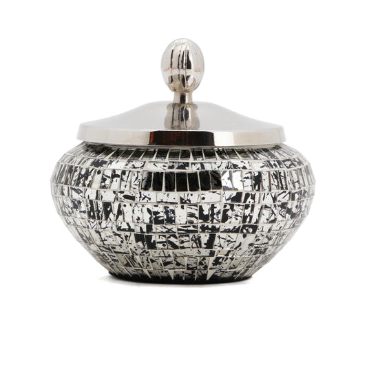 The Home Box With Lid Silver Black 13134-BAG-MB
