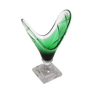 The Home V Shape Glass Vase- Green
