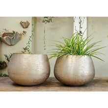 Load image into Gallery viewer, The Home Medium Round Planter Textured Gold GD1418-A
