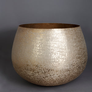 The Home Small Round Planter Textured Gold GD1418-B