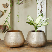 Load image into Gallery viewer, The Home Small Round Planter Textured Gold GD1418-B
