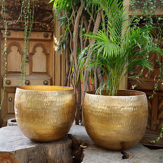 The Home Big Round Planter Gold GD876-B