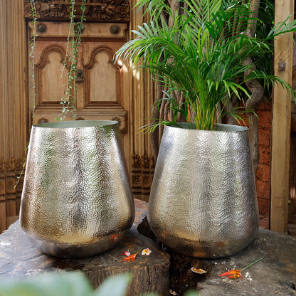 The Home Barrel Planter Hammered Small Silver NL1644-B