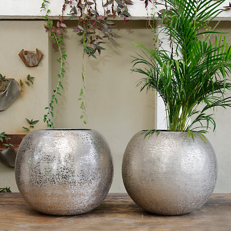 The Home Flower Pot Planter Textured Silver Big BN1500-A