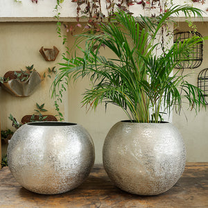 The Home Flower Pot Planter Textured Silver Medium BN1500-B