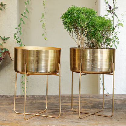 The home Pot With Stand Planter Gold 1503-A