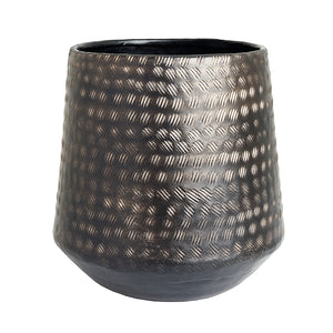 The home Barrel Planter Hammered Small Black 1512-B