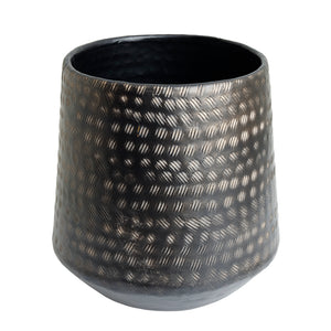 The home Barrel Planter Hammered Small Black 1512-B